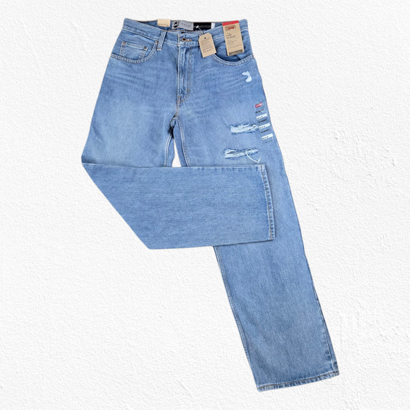 Levi's Denim - Levi’s ’94 Baggy High Rise Distressed Light Medium Wash Straight Jeans Size 29
